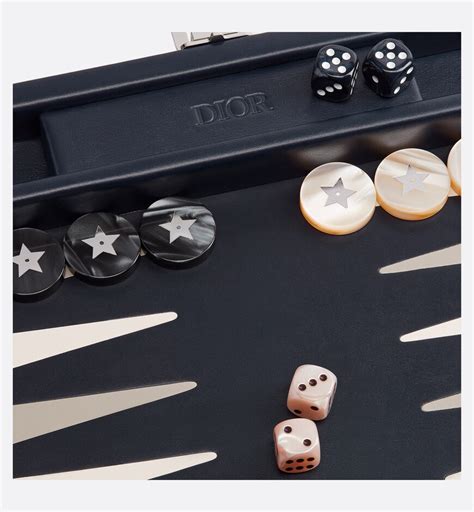 Large Embroidered Backgammon Blue Dior Oblique 